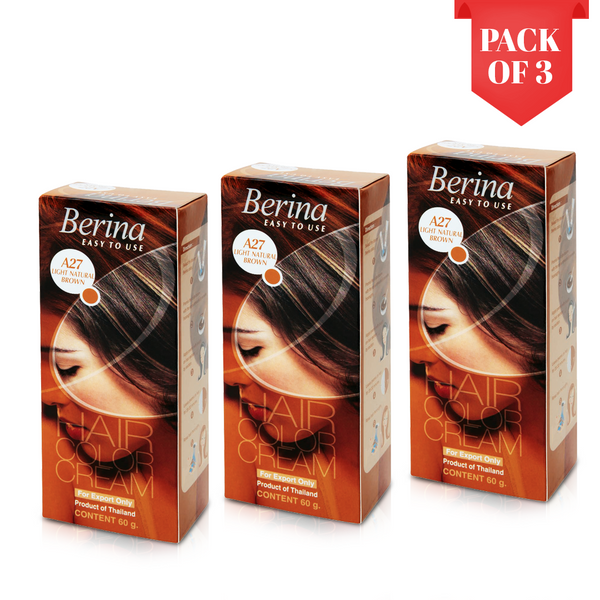 Berina Professional | Permanent Hair Color Cream | 60gm  Long Lasting Color (Pack of 3)