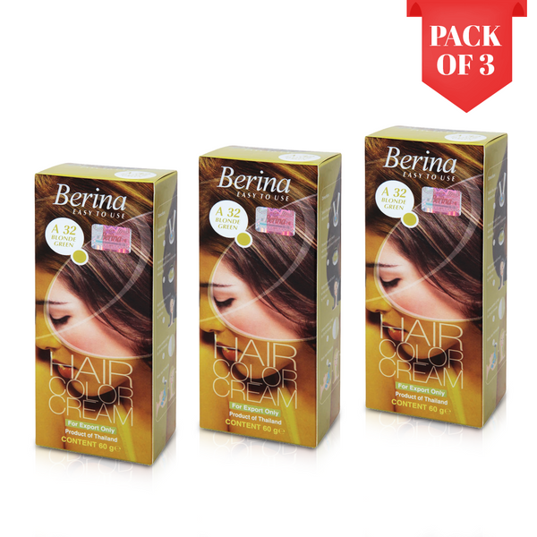 Berina Professional | Permanent Hair Color Cream | 60gm  Long Lasting Color (Pack of 3)