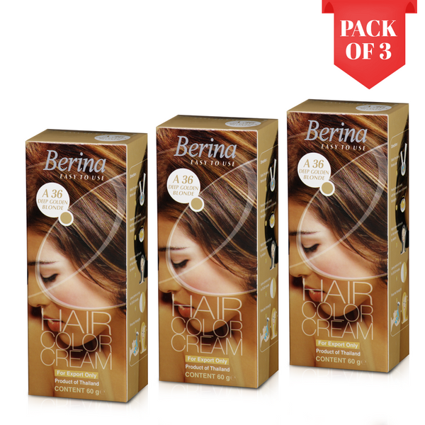 Berina Professional | Permanent Hair Color Cream | 60gm  Long Lasting Color (Pack of 3)