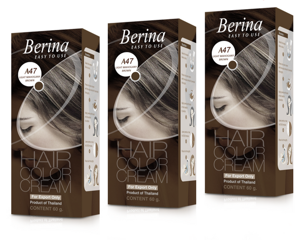 Berina Professional | Permanent Hair Color Cream | 60gm | Long Lasting Color (Pack of 3)