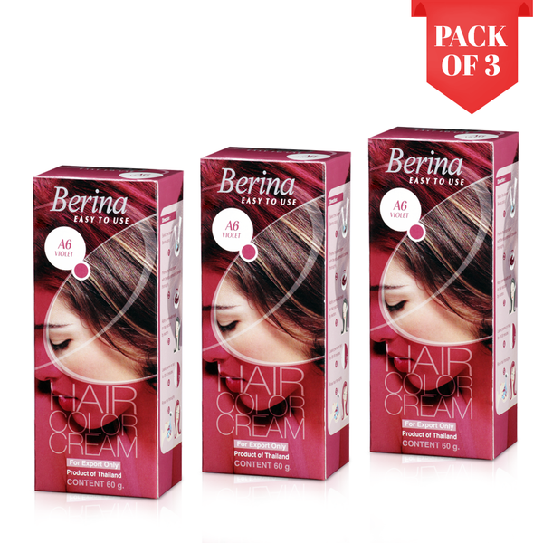 Berina Professional | Permanent Hair Color Cream | 60gm  Long Lasting Color (Pack of 3)