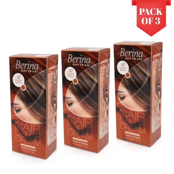 Berina Professional | Permanent Hair Color Cream | 60gm  Long Lasting Color (Pack of 3)